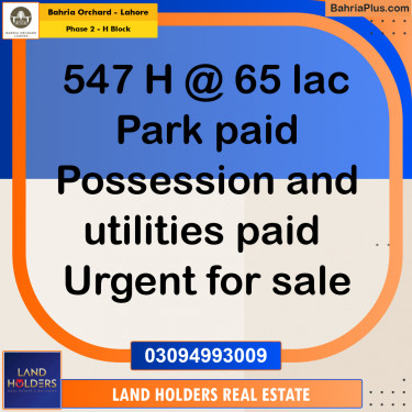 Residential Plot for Sale in Phase 2 - H Block -  Bahria Orchard, Lahore - (BP-228681)