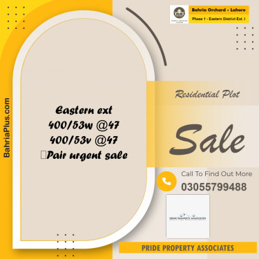 Residential Plot for Sale in Phase 1 - Eastern District Ext. I -  Bahria Orchard, Lahore - (BP-228688)