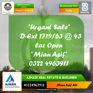 Residential Plot for Sale in Phase 2 - D Block -  Bahria Orchard, Lahore - (BP-228695)