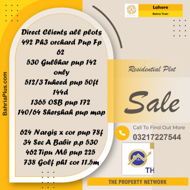 Residential Plot for Sale in Bahria Town, Lahore - (BP-228720)