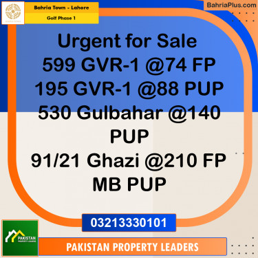 5 Marla Residential Plot for Sale in Golf Phase 1 -  Bahria Town, Lahore - (BP-228788)