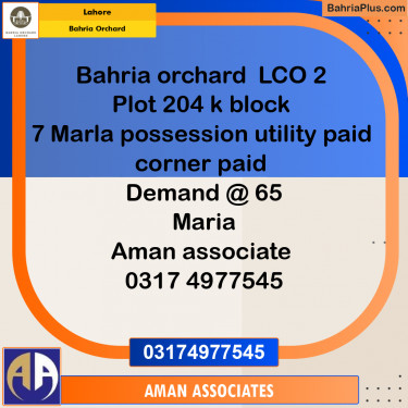 Residential Plot for Sale in Bahria Orchard, Lahore - (BP-228789)