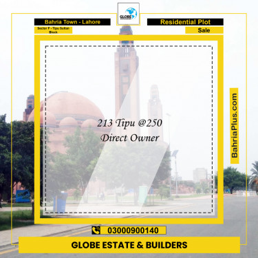 1 Kanal Residential Plot for Sale in Sector F - Tipu Sultan Block -  Bahria Town, Lahore - (BP-228801)