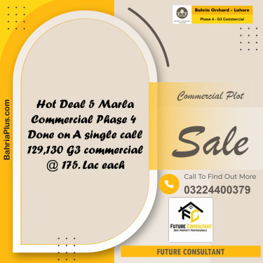 5 Marla Commercial Plot for Sale in Phase 4 - G3 Commercial -  Bahria Orchard, Lahore - (BP-228825)