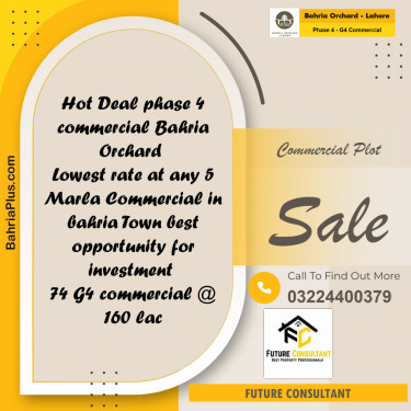 5 Marla Commercial Plot for Sale in Phase 4 - G4 Commercial -  Bahria Orchard, Lahore - (BP-228831)