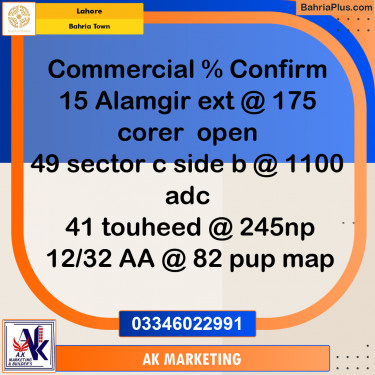 5 Marla Commercial Plot for Sale in Bahria Town, Lahore - (BP-228850)