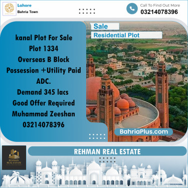 Residential Plot for Sale in Bahria Town, Lahore - (BP-228924)