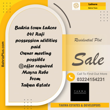 Residential Plot for Sale in Bahria Town, Lahore - (BP-229000)