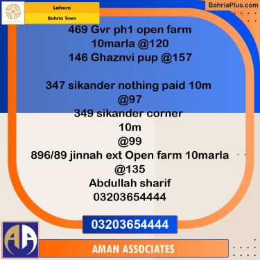 Residential Plot for Sale in Bahria Town, Lahore - (BP-229070)