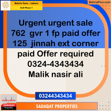 10 Marla Residential Plot for Sale in Golf Phase 1 -  Bahria Town, Lahore - (BP-229112)