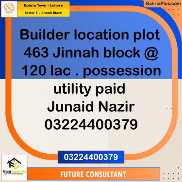 5 Marla Residential Plot for Sale in Sector E - Jinnah Block -  Bahria Town, Lahore - (BP-229121)