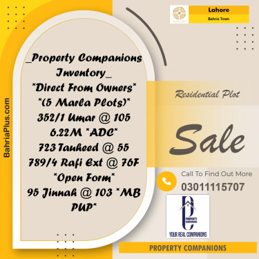 Residential Plot for Sale in Bahria Town, Lahore - (BP-229133)
