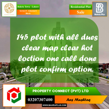 10 Marla Residential Plot for Sale in Sector F - Ghaznavi Block -  Bahria Town, Lahore - (BP-229231)