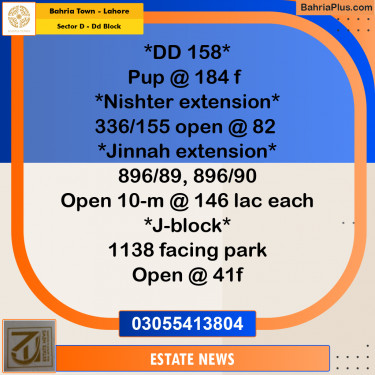 Residential Plot for Sale in Sector D - DD Block -  Bahria Town, Lahore - (BP-229268)