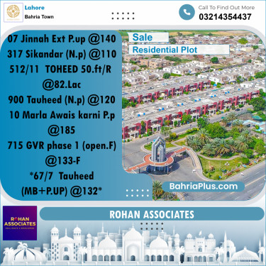 Residential Plot for Sale in Bahria Town, Lahore - (BP-229348)