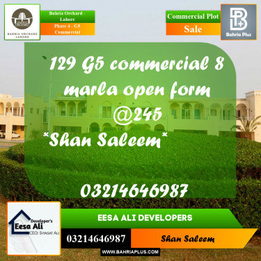 8 Marla Commercial Plot for Sale in Phase 4 - G5 Commercial -  Bahria Orchard, Lahore - (BP-229399)