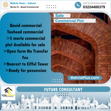 6 Marla Commercial Plot for Sale in Sector E - Quaid Commercial -  Bahria Town, Lahore - (BP-229410)