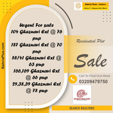5 Marla Residential Plot for Sale in Sector F - Ghaznavi Ext. Block -  Bahria Town, Lahore - (BP-229429)