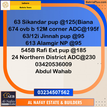 Residential Plot for Sale in Bahria Town, Lahore - (BP-229533)