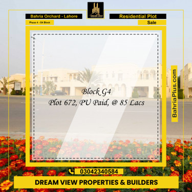 10 Marla Residential Plot for Sale in Phase 4 - G4 Block -  Bahria Orchard, Lahore - (BP-229544)