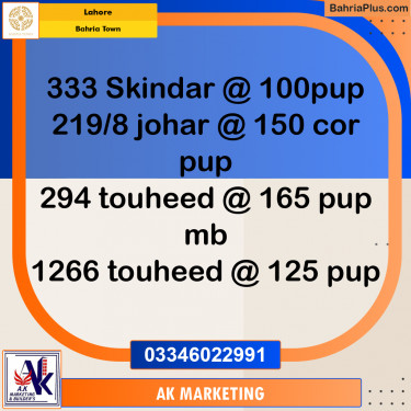 10 Marla Residential Plot for Sale in Bahria Town, Lahore - (BP-229670)