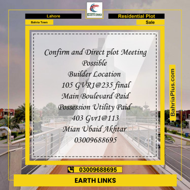 Residential Plot for Sale in Bahria Town, Lahore - (BP-229738)