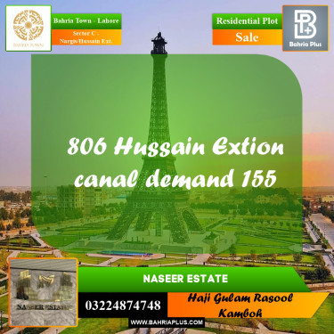 20 Marla Residential Plot for Sale in Sector C - Nargis/Hussain Ext. -  Bahria Town, Lahore - (BP-229759)