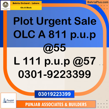 5 Marla Residential Plot for Sale in OLC-A Block -  Bahria Orchard, Lahore - (BP-229763)