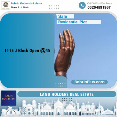 5 Marla Residential Plot for Sale in Phase 2 - J Block -  Bahria Orchard, Lahore - (BP-229765)