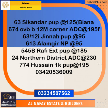 Residential Plot for Sale in Bahria Town, Lahore - (BP-229775)