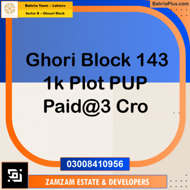 1 Kanal Residential Plot for Sale in Sector B - Ghouri Block -  Bahria Town, Lahore - (BP-229802)