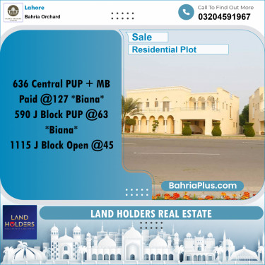 Residential Plot for Sale in Bahria Orchard, Lahore - (BP-229814)