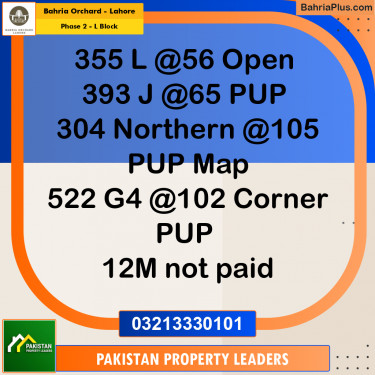 5 Marla Residential Plot for Sale in Phase 2 - L Block -  Bahria Orchard, Lahore - (BP-229840)