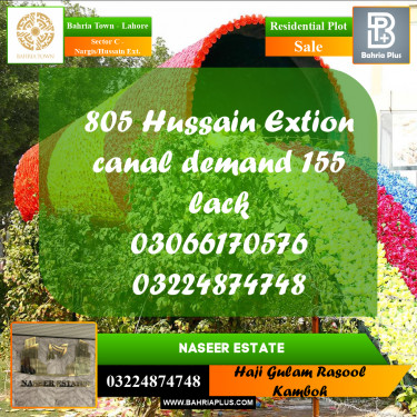 20 Marla Residential Plot for Sale in Sector C - Nargis/Hussain Ext. -  Bahria Town, Lahore - (BP-229979)
