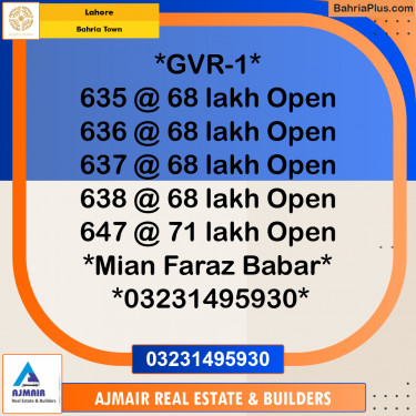 Residential Plot for Sale in Bahria Town, Lahore - (BP-229988)