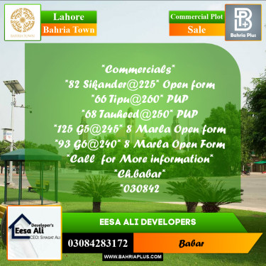Commercial Plot for Sale in Bahria Town, Lahore - (BP-230119)