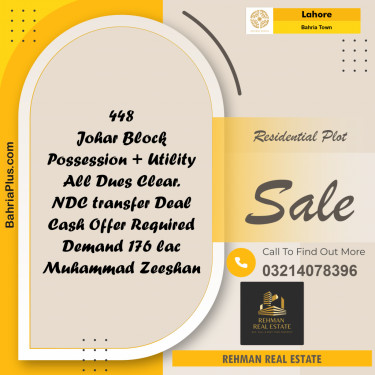Residential Plot for Sale in Bahria Town, Lahore - (BP-230127)