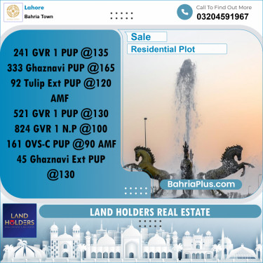 Residential Plot for Sale in Bahria Town, Lahore - (BP-230153)