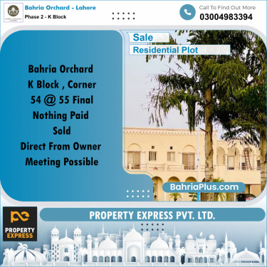 5 Marla Residential Plot for Sale in Phase 2 - K Block -  Bahria Orchard, Lahore - (BP-230194)