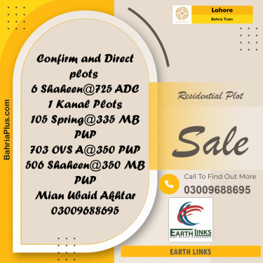 Residential Plot for Sale in Bahria Town, Lahore - (BP-230309)