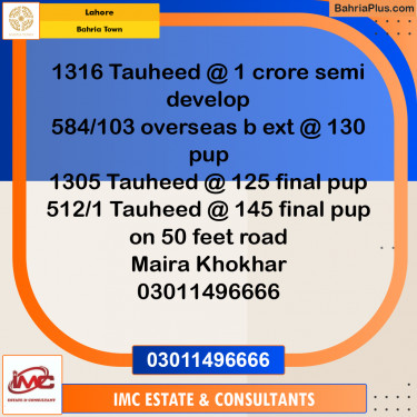 Residential Plot for Sale in Bahria Town, Lahore - (BP-230360)