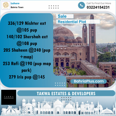 Residential Plot for Sale in Bahria Town, Lahore - (BP-230376)