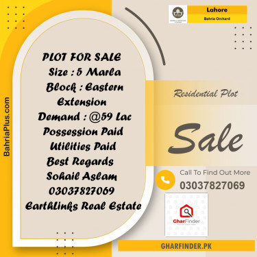 Residential Plot for Sale in Bahria Orchard, Lahore - (BP-230428)