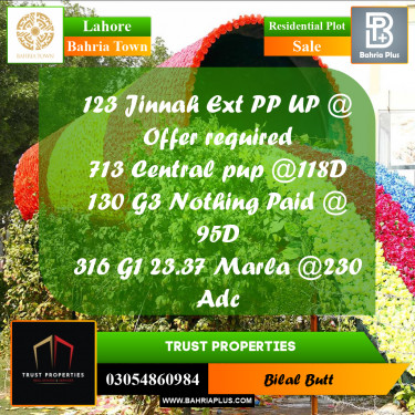 Residential Plot for Sale in Bahria Town, Lahore - (BP-230650)