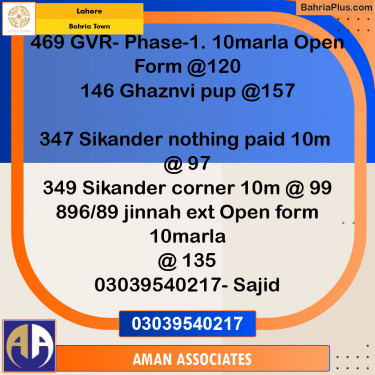 10 Marla Residential Plot for Sale in Bahria Town, Lahore - (BP-230652)