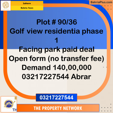 Residential Plot for Sale in Bahria Town, Lahore - (BP-230681)