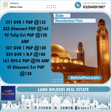 Residential Plot for Sale in Bahria Town, Lahore - (BP-230708)