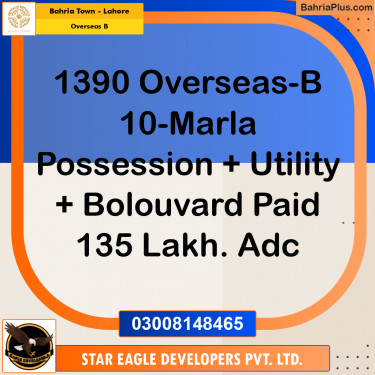 10 Marla Residential Plot for Sale in Overseas B -  Bahria Town, Lahore - (BP-230716)