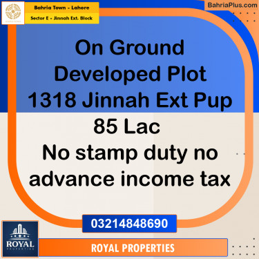 5 Marla Residential Plot for Sale in Sector E - Jinnah Ext. Block -  Bahria Town, Lahore - (BP-230719)