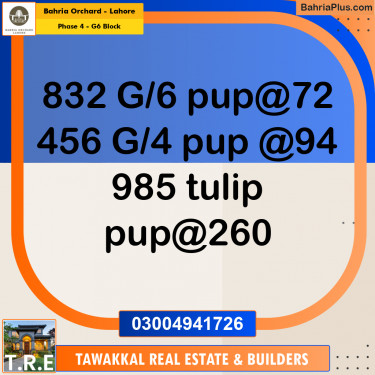 10 Marla Residential Plot for Sale in Phase 4 - G6 Block -  Bahria Orchard, Lahore - (BP-230759)